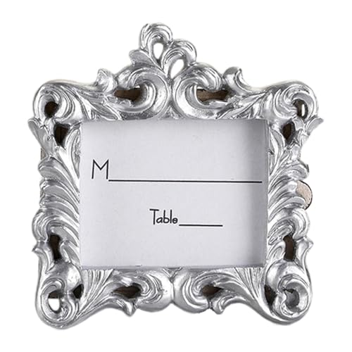 JDJUBOA Picture Frames,Pictures Resin Photo Frame Wedding Place Card Holder European Style Novelty Home Decoration Picture Holder for Living Room Bookshelf(Silver)