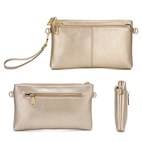 zooeass triple zip small crossbody bag lightweight purses vegan leather wristlet clutch includes adjustable shoulder