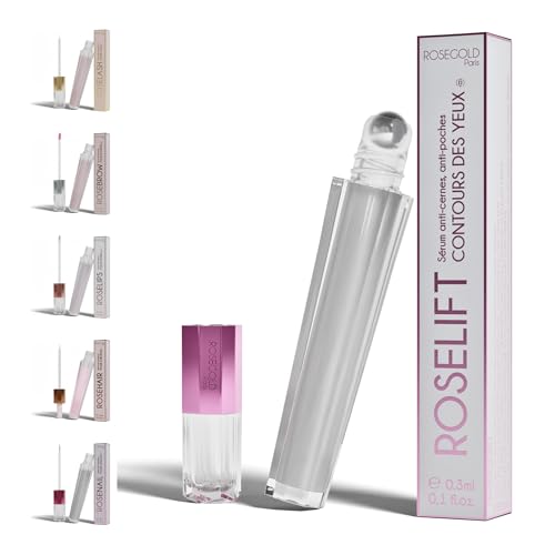 ROSELIFT Sérum anti cernes, anti poches Naturel par ROSEGOLD, Réduit les Cernes/Poches sous les yeux, Regard plus Lumineux, Fabriqué en France, Vegan (Cure 1 Mois)
