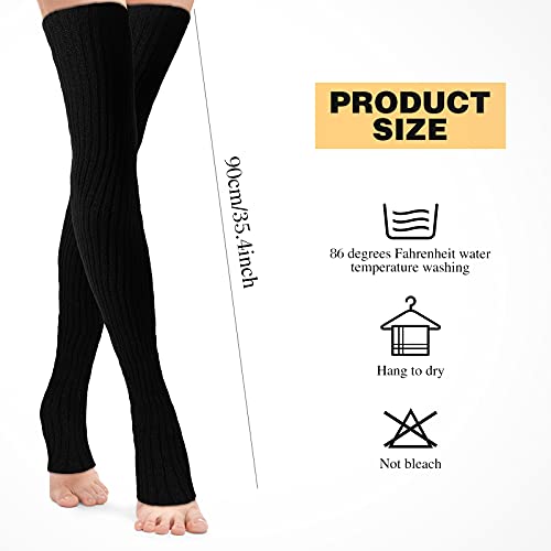 SATINIOR Women's Winter Leg warmers Extra Long Thigh High Leg Warmers 80s Knit Over Knee Socks2