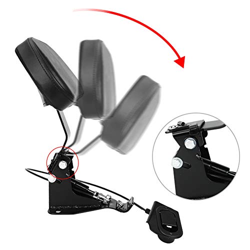 Black Adjustable Driver Backrest Kit, Back rest Pad w/Heavy Duty Mount for HarleyTouring Road King Electra Glide CVO 2009-2019
