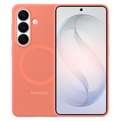 Image of Samsung Galaxy S26 Silicone Magnet Phone Case, Soft-Touch, Durable Grip, Great Feel, Coral Red