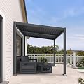 PURPLE LEAF Louvered Pergola w/Sloped Roof 8' x 10' Aluminum Patio Pergola