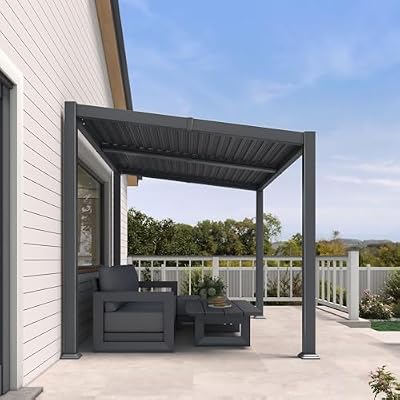 PURPLE LEAF Louvered Pergola w/Sloped Roof 8' x 10' Aluminum Patio Pergola
