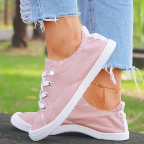 Women's Fashion Sneakers Arch Support Walking Shoes Women Canvas Sneakers for Daily Comfortable Wear Non Slip Casual Side Zipper Shoes Solid Color Classic Fit Low Top Cute Shoe4