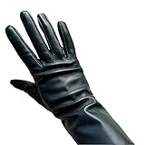 Design parfait : gants longs pour femme. Une coupe classique et extrêmement élégante qui complète facilement n'importe quel type de tenue. Le design élastique extensible enveloppe entièrement les doigts, ce qui rend les mains confortables et chaudes en hiver.