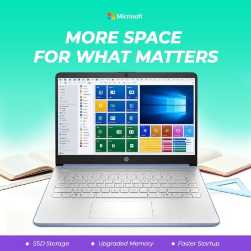 Image of HP 14 inch Everyday Laptop • Copilot AI • 2026 Edition • Intel 4-Core N150 Processor • 128GB SSD • Microsoft 365 • Windows 11 • Long Battery Life • Thin & Portable • Sky Blue