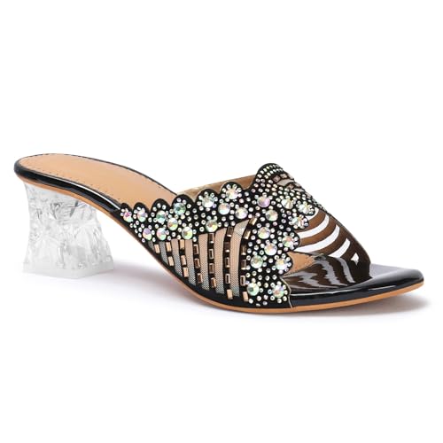 Image of Denill Women Wedding /Party Block Heel Slip-On Fashion Sandal for Women & Girls