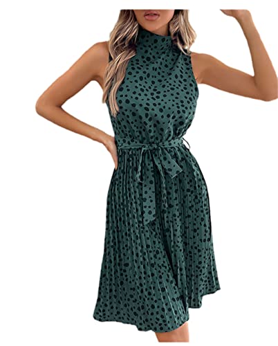 Robe plissée A-Line sans manches pour affiner la silhouette sans serrer la taille