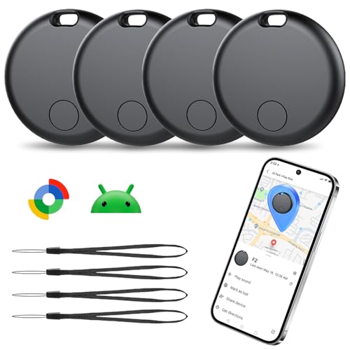Android Smart Tag, Traceur GPS Lot de 4, Localisateur D’Objets Bluetooth Fonctionne avec l’app Google Localiser (Uniquement Android), Batterie...