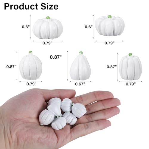 Image of winemana 80Pcs Mini Pumpkins for Crafts, Fall Decorations for Home, White | Resin, Small Fake Pumpkins for Decorating, Thanksgiving Table Centerpieces, Vase Bowls Basket Fillers, Autumn Office Decor