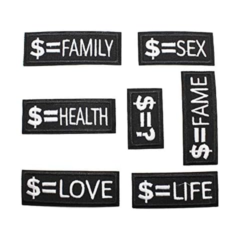 U-Sky Sew or Iron on Patches - 7pcs Money Patches Iron on for Clothing What Money Means to Us Design Patches Appliques for Jeans Jackets Backpacks Caps Cover