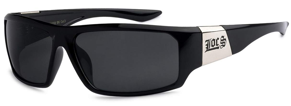 Locs 91058 Black Sunglasses | Authentic Gangster Maddogger OE Silver Arms Shades