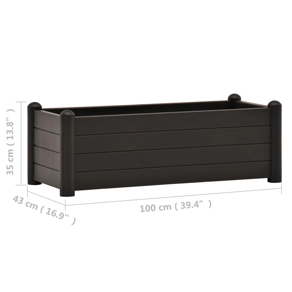 vidaXL Arriate Elevado de Jardín Pérgola Jardinera Macetero Flores Bandeja Plantas Terraza Porche Decoración Patio PP Gris Antracita 100x43x35 cm