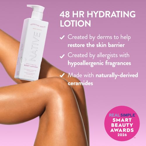 Native Sensitive Body Lotion, 48H Hydration for Soft Skin, Hypoallergenic Fragrance, Free from 81 Known Allergens, Naturally Derived Ceramides, Bare Jasmine Scent, 18 Fl Oz - image 2