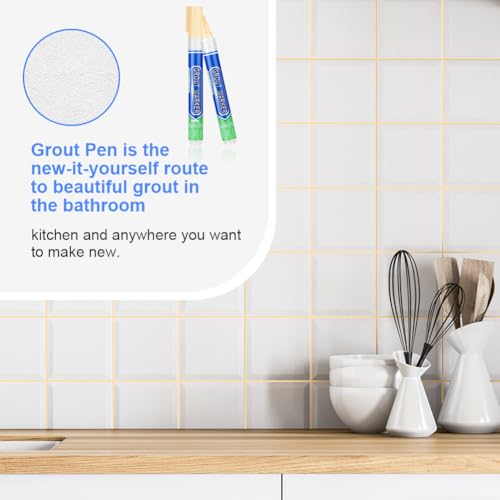 Flintronic Fugenstift, Fugen zur einfachen Anwendung, Fugenstift Fugenmörtel mit Ersatzspitze, Fugenstift in tönt zementäre Fugen ein, Fugen Reparatur Marker für Fliesen(6 Stück- Creme farben)