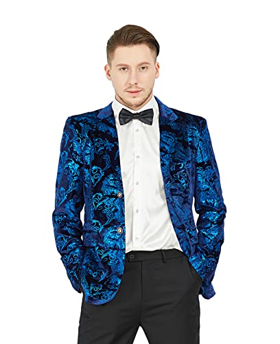 Mage Male Men's Dress Party Floral Suit Jacket Notched Lapel Slim Fit Two Button Stylish Blazer #TOP4
