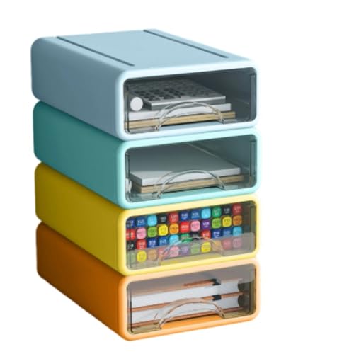 Fiyyugaレターボックス、デスクトップ、透明、オフィスファイル収納ボックス、寝室、書斎、スタッキングコンビネーション、引き出し収納キャビネット、防塵 (5)