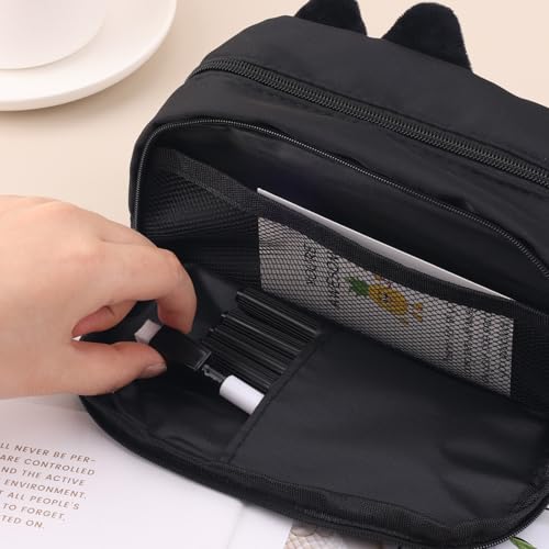 Image of Gosknor Big Capacity Pencil Case, Cute Black Cat Pencil Pouch 3D Cat Pen Bag Smooth Zipper Pencil Bags Pencil Case Organizer Box Perfect Home Office School Stationery Supplies and Gifts