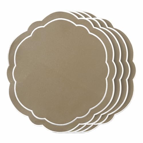 Round Placemats Set of 4, Cotton Linen- Double Layered, Luxury Sc...