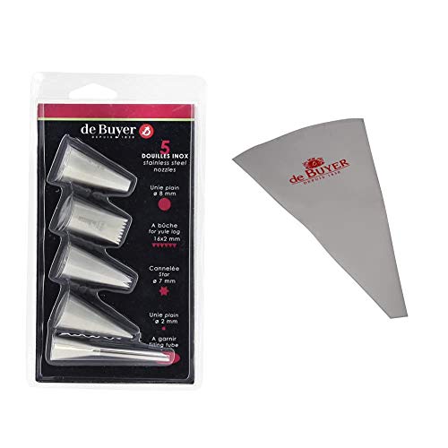 DE BUYER -2114.05 -blister de 5 douilles assorties & 4856.40N -poches patissieres reutilisables 40cm