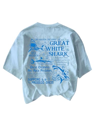 Image of RoseSeek Women's Graphic Letter Tee Crew Neck Trendy Summer Vintage T Shirt