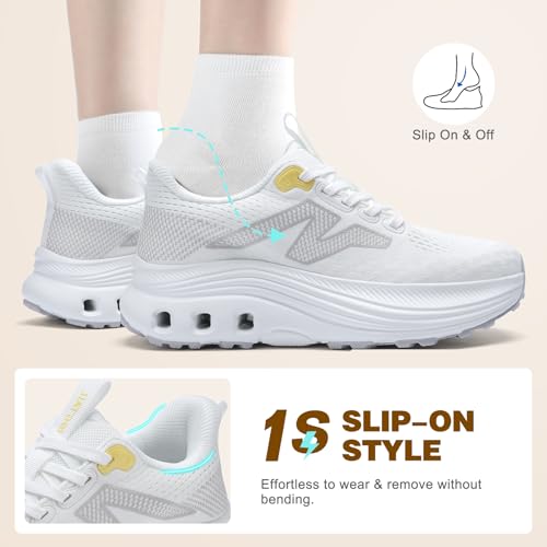 Image of Womens Wide Slip On Walking Shoes with Cushioned Arch Support Lightweight Comfort Orthopedic Sneakers for All Day Standing