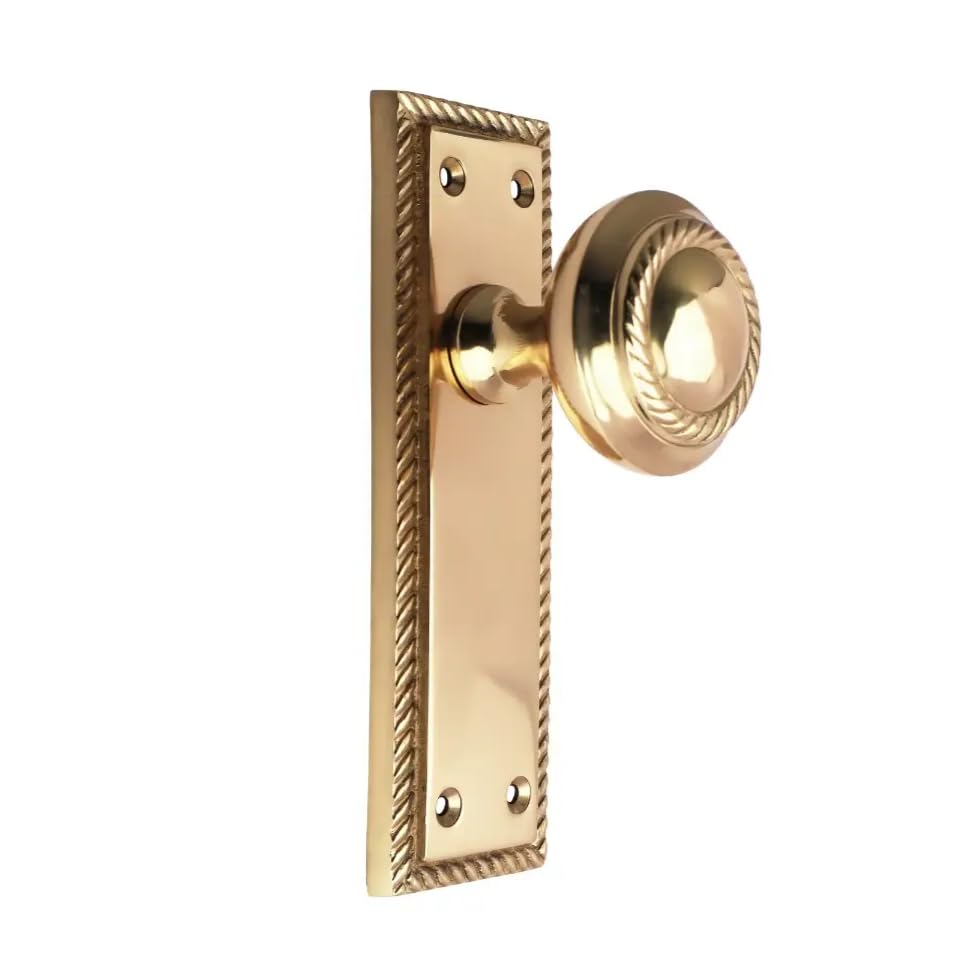Designer Levers - Georgian Door Knob On Latch Backplate Polished Brass