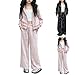 2Pcs Girls Dance Outfits Cropped Sequin Jacket Pants Set Kids Hip Hop Dance Sweatsuits for 80s 90s (Pink, 15-16 Years)