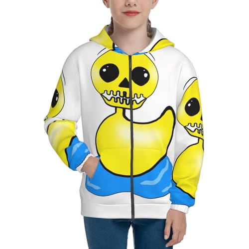 Halloween Yellow Duck Kids Pullover Hoodies Boys Zip Up Sweatshirts Girls Athletic Clothes with Pocket3