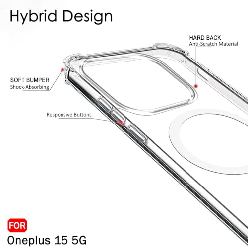 Image of TheGiftKart Crystal Clear Back Cover Case for OnePlus 15 5G | 360 Degree Protection | Shock Proof Design | Transparent Back Cover Case for OnePlus 15 5G (PC & TPU, Transparent Bumper)