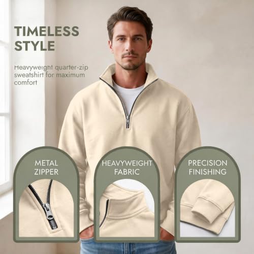 Mens Fleece Sweatshirt Comfy Quarter Zip 1/4 Zip Pullover Sweat Shirts - image 8