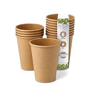 BIOZOYG Coffee Cups Paper Cups 50 Pack 12 oz Brown – Water Cups Recyclable Eco-friendly – Disposable Coffee Cups Paper Tea Cups Party Cups Solo Cups To Go Coffee Cups