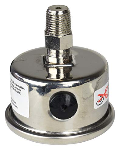 Carbo Instruments 1-1/2" Fuel Pressure Gauge, Stainless Steel Case 304, Chrome Plated Brass Connection, Glycerin Filled, 0-30 Psi, Accuracy 3-2-3%, Back Mount 1/8" Npt Black Dial #TOP4