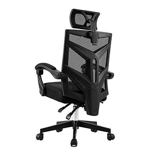 Silla ergonómica de Oficina para el hogar, con Respaldo Alto, Ajustable, giratoria, para Videojuegos, con reposacabezas y Malla Transpirable y Agradable para la Piel, para Adultos (Rojo, Naranja y ne
