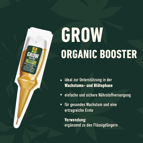 COMPO GROW ORGANIC Booster - praktische Aufbaukur für Spezialkulturen - unterstützt das Wachstum - Dünger für Indoor & Outdoor - organisch - 30 ml, braun