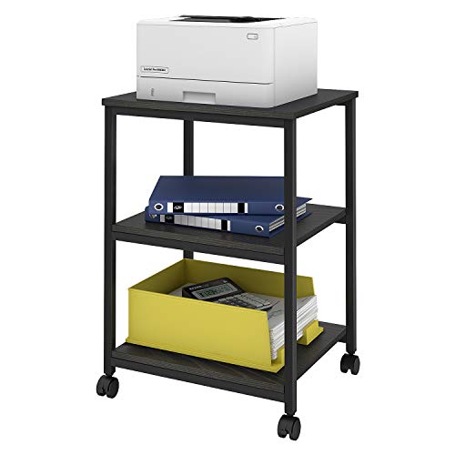DEVAISE Mobile 3-Shelf Printer Cart Printer Stand on Wheels for Office Home Black