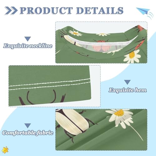 Boys Short Sleeve T-Shirts Insect Floral Daisy Rashguard Kids Swim Shirts Sun UPF 50+ Multicoloured3