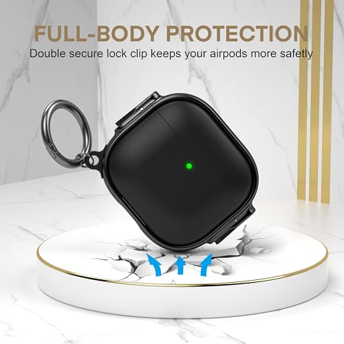 Image of Maxjoy for AirPods 4 Case with Lock, Cute AirPods 4 Case Lock Protective Hard AirPod 4 Generation Cover for Women Men with Keychain Clip for AirPod 4th Generation Cover 2024, Black