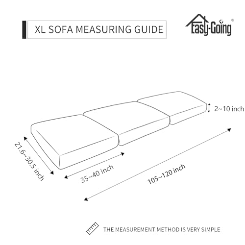 Image of Easy-Going Stretch 3 Pieces Oversized Couch Cushion Cover for Sofa Seat