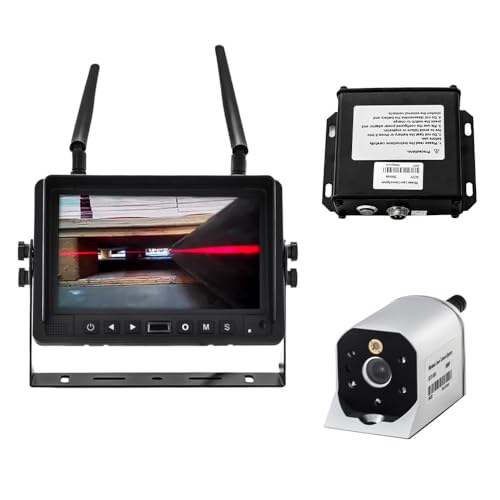 HAONINYUE 7 inch HD 1080P WirelessCamera, Forklift WirelessCamera Support Video Recording, Forklift Safe Work Surveillance System with Laser Positioning Camera, Camera with Magnetic
