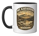 Mount Katahdin Maine Mt. Katahdin Maine Appalachian trail Ceramic Mug, Black/White