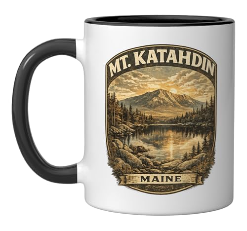 Mount Katahdin Maine Mt. Katahdin Maine Appalachian trail Ceramic Mug, Black/White