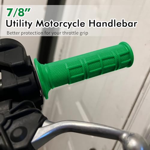 Image of 2PCS Motorcycle Handlebar Grips, Non Slip Rubber Handlebar Grips, with 7 /8 inch Left & 1 inch Right for Motorcycle, Dirt Bike, ATV, Universal Motorcycle Accessories for Women & Men (Green)
