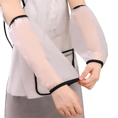 Image of LOVSSU Waterproof Oversleeves Waterproof Sleeve Cover Oil Resistant Protectors For Kitchen Cleaning Professional Household Industrial(WHITE)
