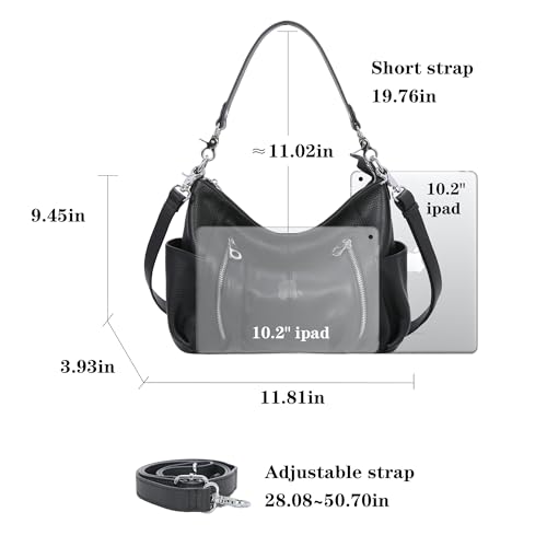 HESHE Genuine Leather Purses for Women Shoulder Hobo Bag Crossbody Satchel Handbags Designer Ladies Totes Purse3