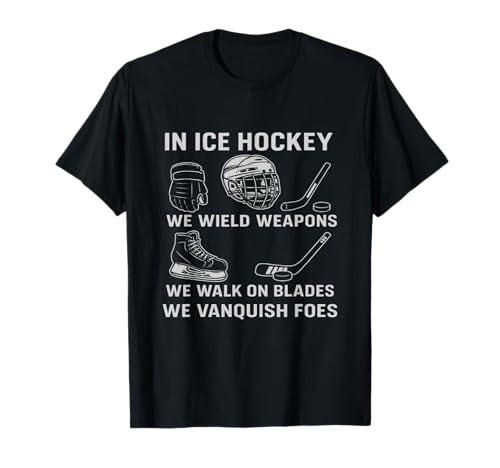 Eishockey-Rüstung wie ein Gladiator auf Klingen. T-Shirt Eishockey-Rüstung wie ein Gladiator auf Klingen. T-Shirt