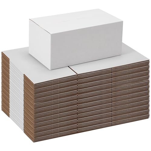 Image of 9x5x4 White Shipping Boxes Set of 40, Kraft Corrugated Cardboard Small Business Boxes for Business Packaging Boxes