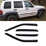 Wensdy 4pcs Side Window Wind Deflectors,Outside Mount Shade Sun rain Guards,Dark Smoke Visors for 2002-2007 Jeep Liberty 94428