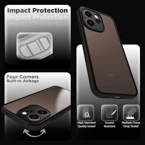 Image of RIGGEAR Shockproof Sleek Hybrid Armor Back Cover Case for Oppo Reno15 Pro, Reno 15 Pro 5G (Clear PC + Black TPU Bumper)